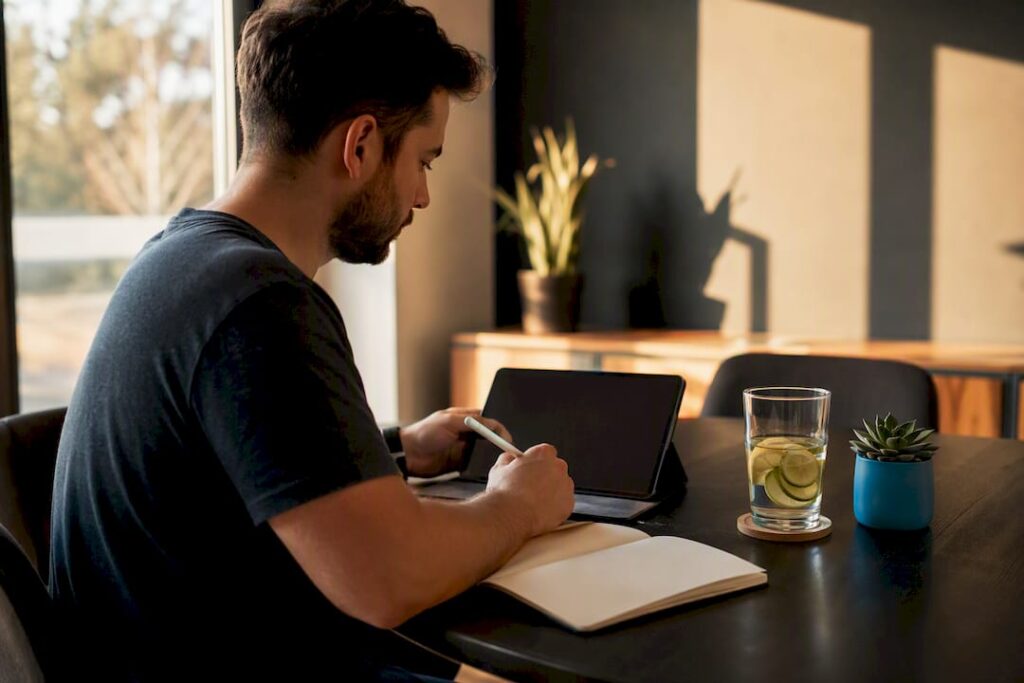 Hands placing local SEO audit checklist on desk