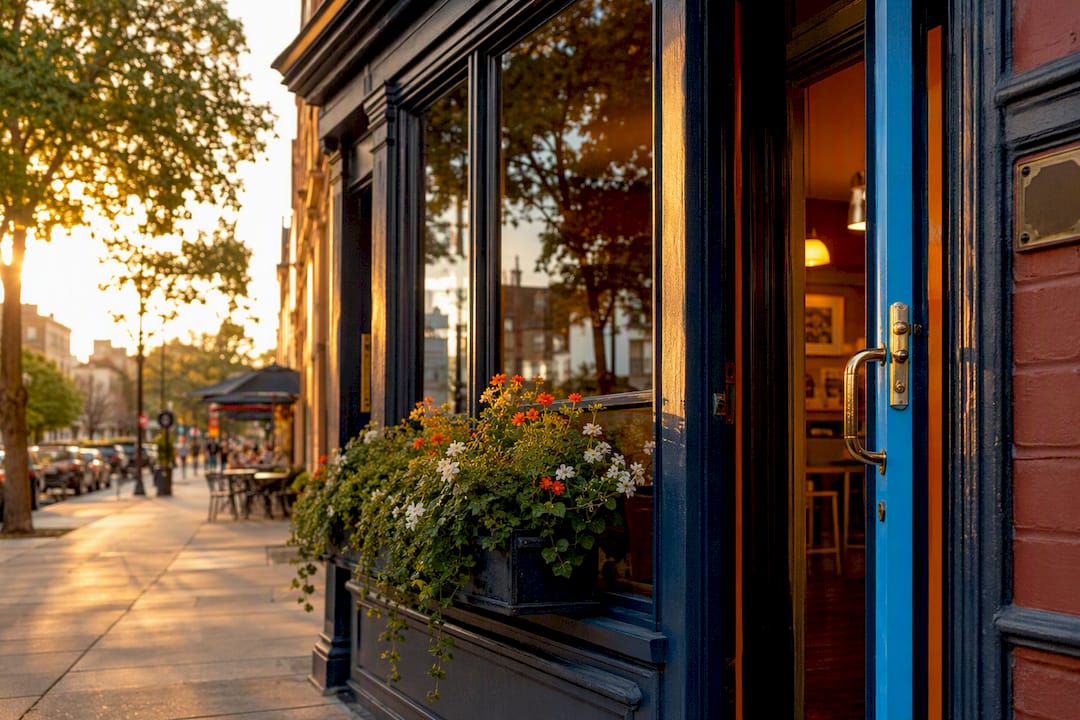 Storefront signage and door detail