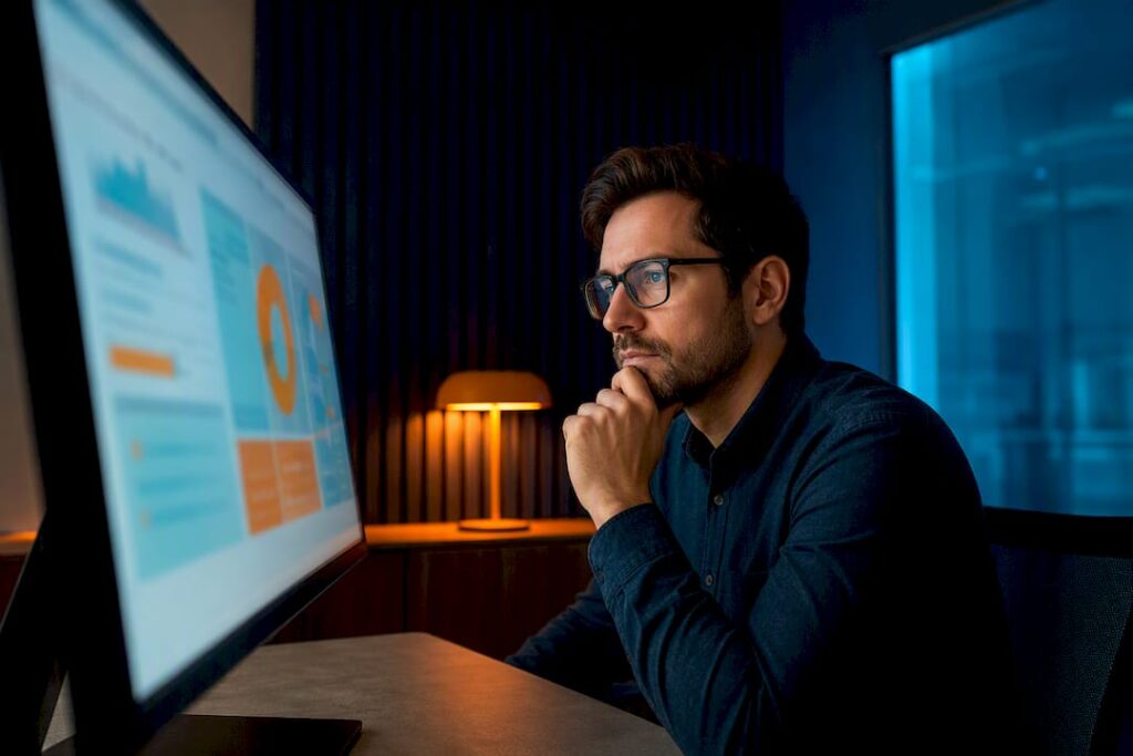 Analyst reviewing AI search citation audit