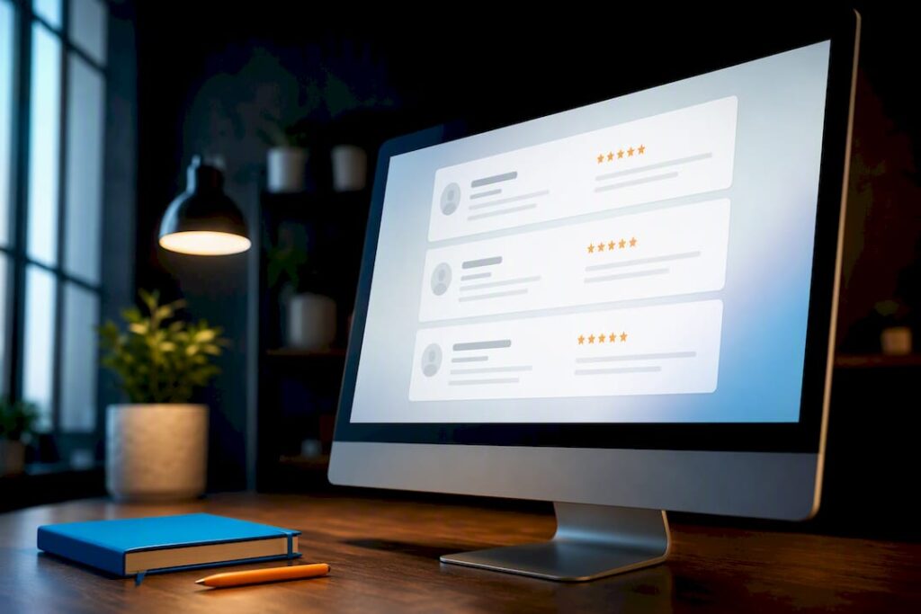 Review widget preview on a business website