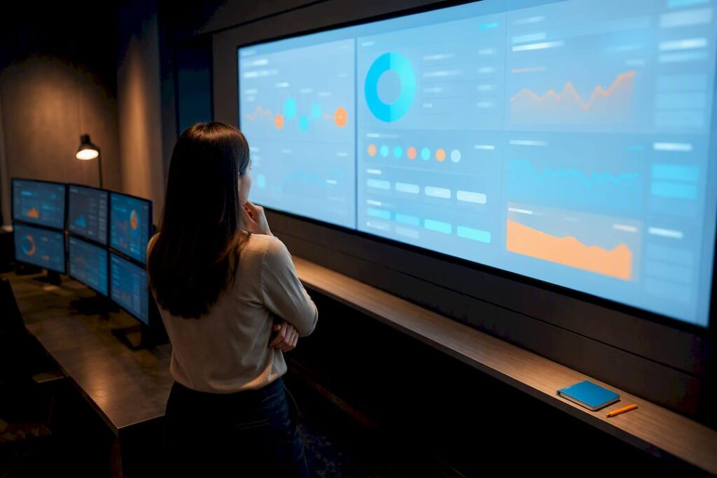 Analyst reviewing social conversation signals