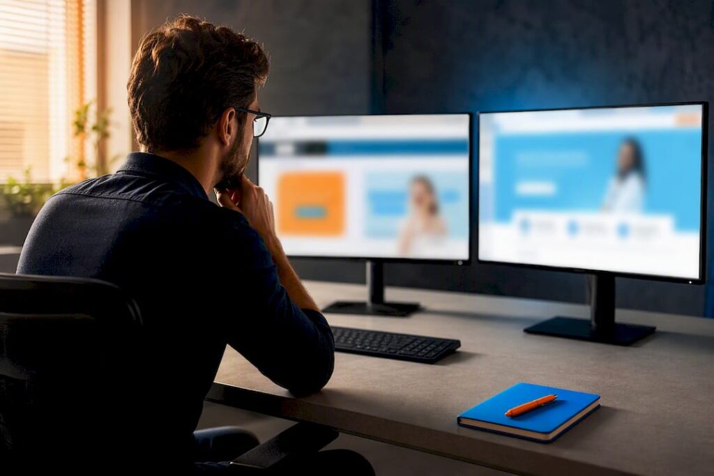 Marketer aligning campaign and landing page messaging