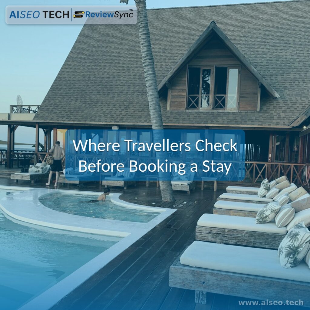 Hotel guest reviews: travellers checking TripAdvisor, Booking.com and Airbnb reviews before booking a stay